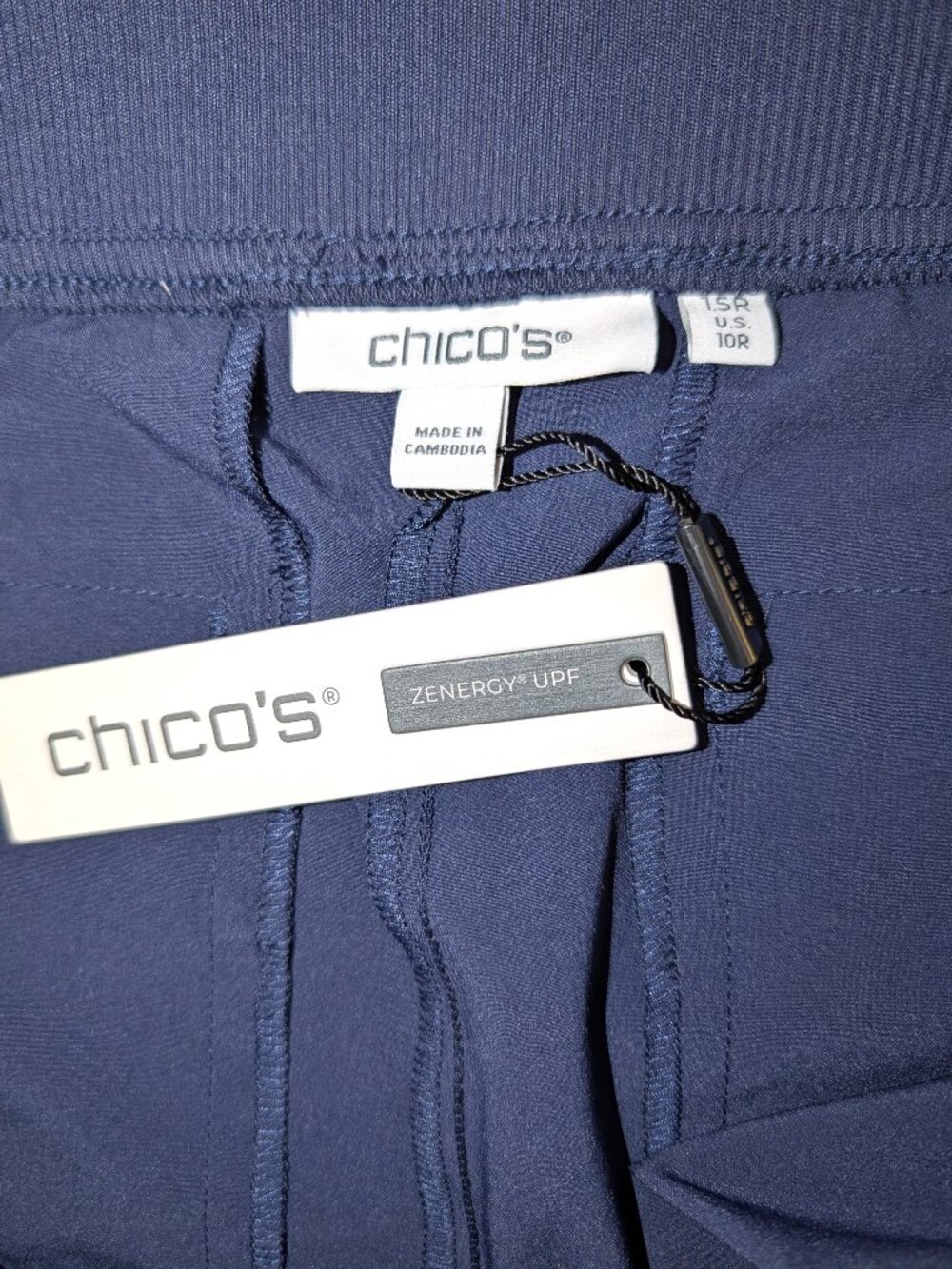 NWT Chico's | Zenergy UPF Rib Mix Ankle Pants Navy Blue Athleisure | Size US 10 - Picture 9 of 13